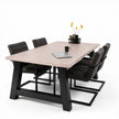 Industriële eettafel Bos met white eiken blad en modern zwart metalen frame