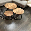 ronde salontafel mango in een set van drie bij elkaar