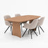 Deens ovale eiken eettafel met houten designpoten, facetrand en afwerking Sand