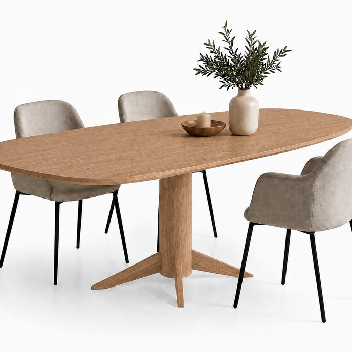 Eettafel Deens Ovaal Nexus in sand kleur met warme houtstructuur
