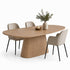 eettafel deens ovaal pivot in de kleur sand met drie stoelen. 