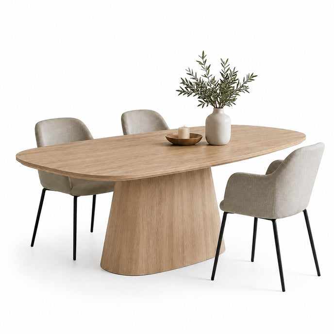 eettafel deens ovaal pivot met de kleur transparant zowel het blad of als de poot. 