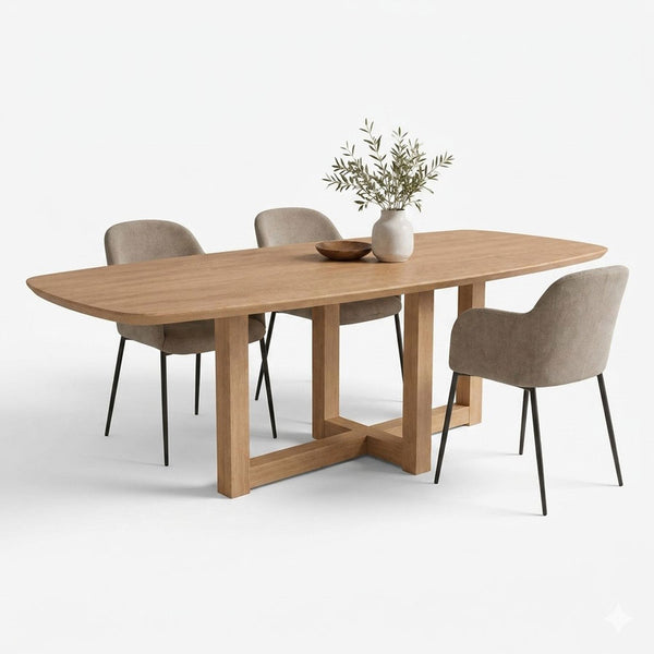 eettafel deens ovaal rune op een witte achtergrond met drie stoelen