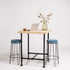 Hoge bartafel Chicago met onbehandeld houten blad en zwart industrieel steigerbuizen onderstel.