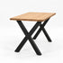Hoge bartafel Denver met 4 cm dik massief eiken blad in naturel en zwart stalen X-poot onderstel.