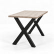 Hoge bartafel Denver met 4 cm dik massief eiken blad in white en zwart stalen X-poot onderstel.