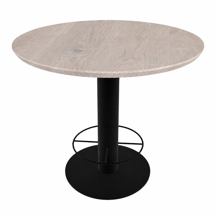Hoge bartafel seattle met een verjongd blad in de kleur white. Met een stalen ronde poot.