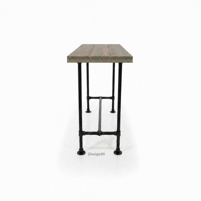 Douglas houten bartafel voor horeca in fair grey kleur met robuust zwart stalen frame
