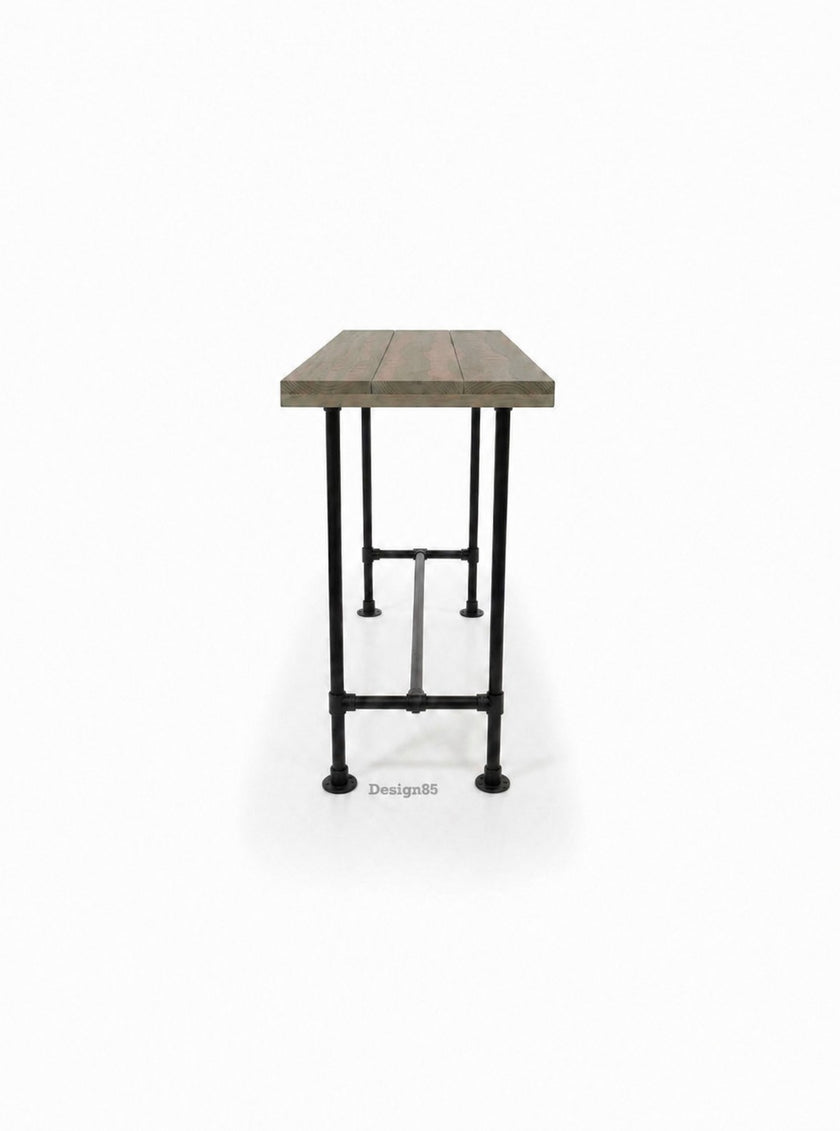 Douglas houten bartafel voor horeca in fair grey kleur met robuust zwart stalen frame