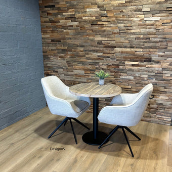 horeca tafel met oud steigerhout met rond blad