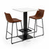 Horeca tafel urban met wit blad en zwart metalen onderstel op witte achtergrond