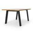Industriële eiken eettafel Continental naturel met zwart metalen A-poten en strak design