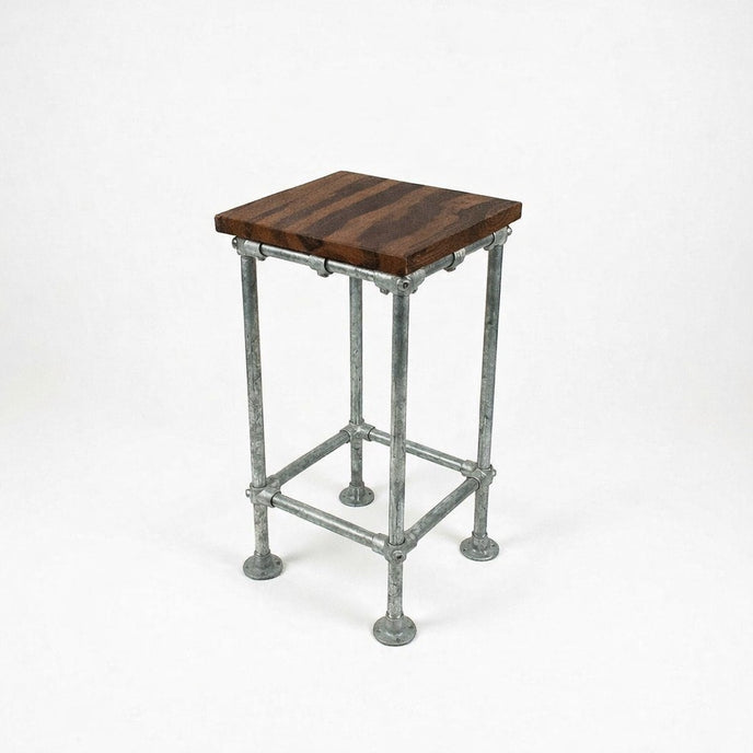 Design85 industriële barkruk met metalen buizen en massief houten zitting