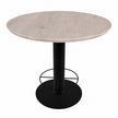 industriele bartafel loft met een ronde stalen poot en een blad van eiken met facetrand in de kleur white. 