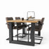 Industriële eiken eettafel Regen sand met zwart stalen frame en massief eiken tafelblad