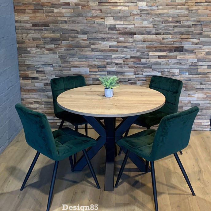 Industriële Eiken Eettafel Rond