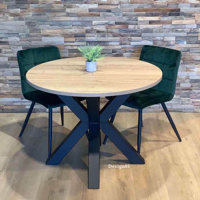 Industriële Eiken Eettafel Rond