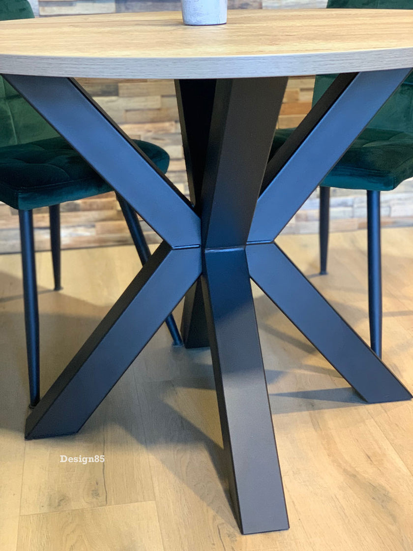 Industriële Eiken Eettafel Rond