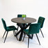 Ronde eiken eettafel industrieel design met robuust houten blad en zwart stalen kruispoot