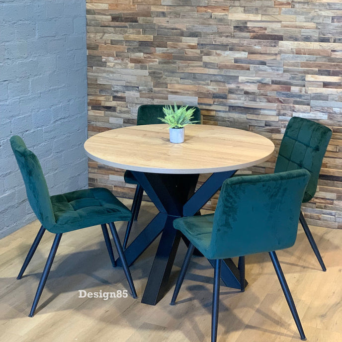 Industriële Eiken Eettafel Rond