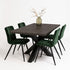 Industriële eiken eettafel Vulkaan met robuuste zwarte spinpoot en eiken tafelblad afgewerkt in kleur black, geschikt voor een modern interieur.
