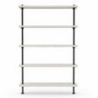 Industriële kast met legplanken van witte  vurenhout en zwart frame