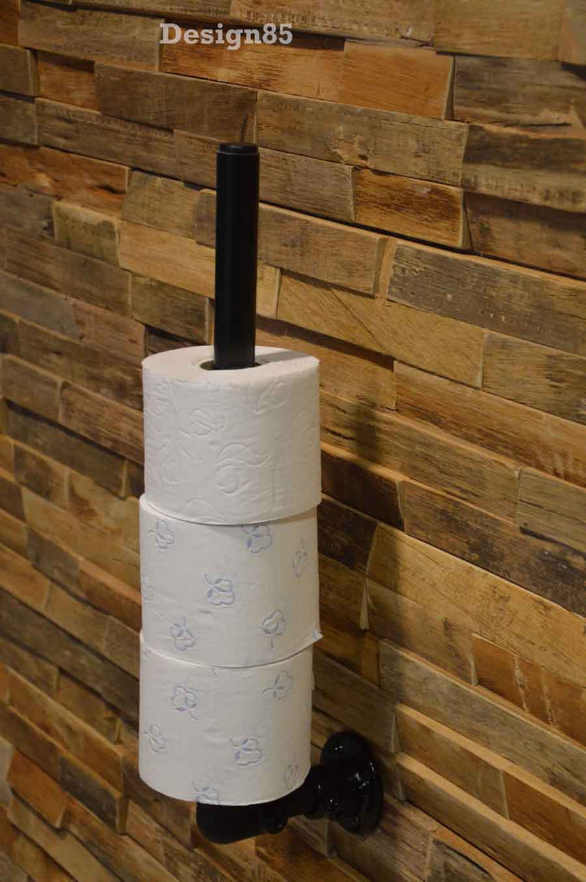 industriele wc rolhouder hangend aan de muur en met plek voor 4 wc rollen.