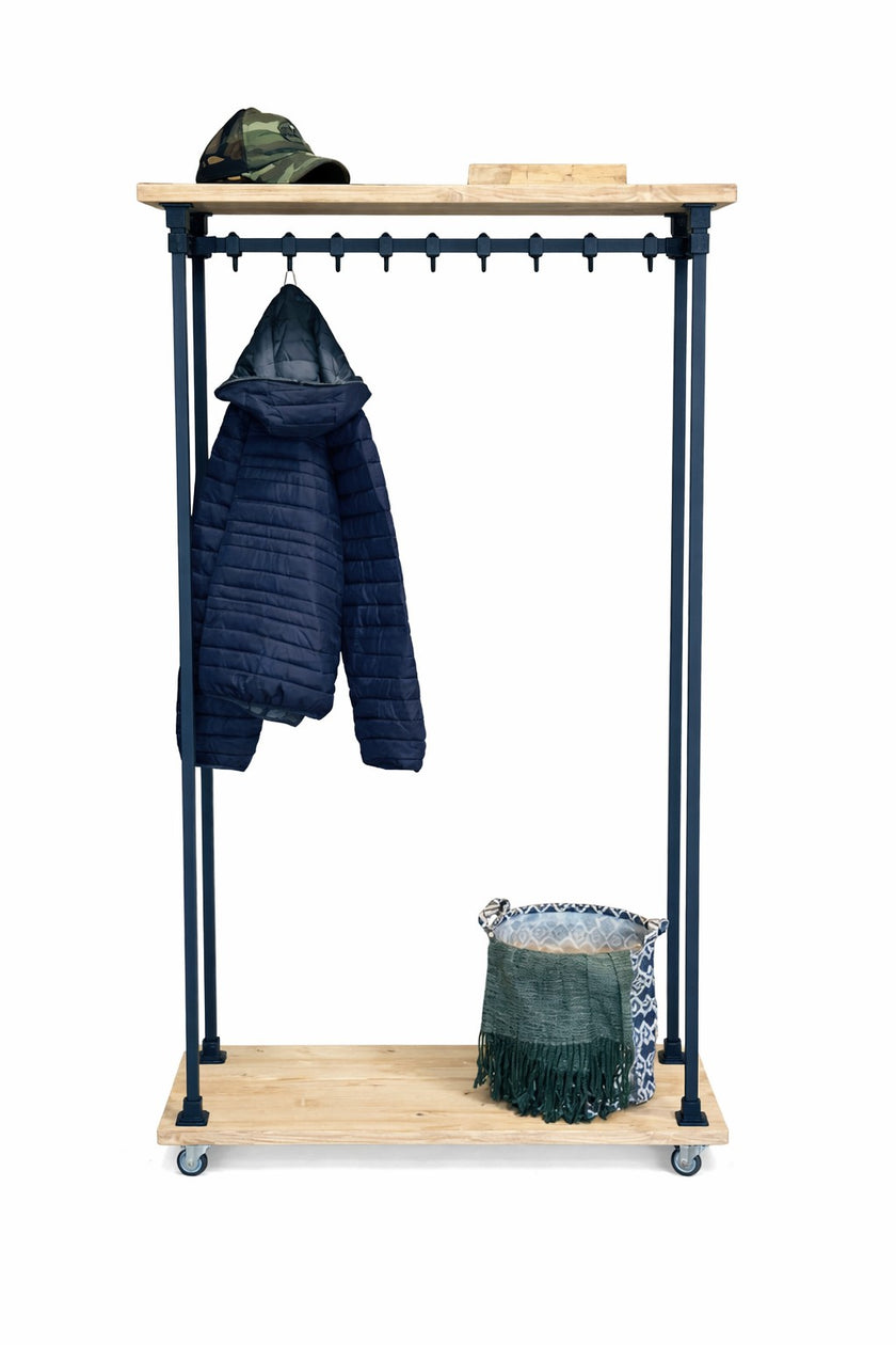 staande kapstok van staal en hout verkrijgbaar in meerdere houtkleuren voor hal of slaapkamer