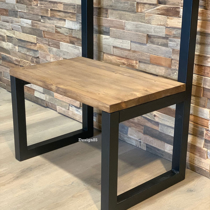 Kapstok staand modern van hout en metaal met opbergruimte voor schoenen en jassen