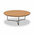 Ronde salontafel eiken met naturel eiken tafelblad en zwart metalen onderstel