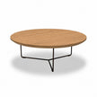 Salontafel industrieel eiken met naturel eiken tafelblad en zwart metalen onderstel