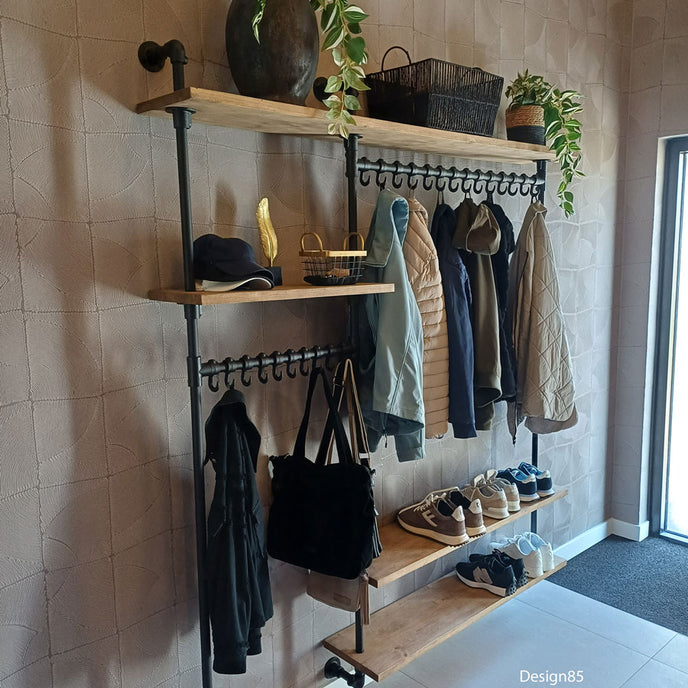 steigerbuis kapstok fonkeling met voldoende ruimte voor jassen en schoenen.