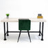 Vintage bureau met wit houten blad en metalen onderstel