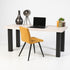 Vintage bureau helder met wit behandeld vurenhouten blad en zwart metalen poten, modern en licht industrieel bureau